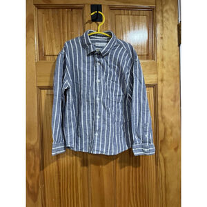 Zara Little Boys Blue and White Button Down Cotton Coastal Shirt Size 6